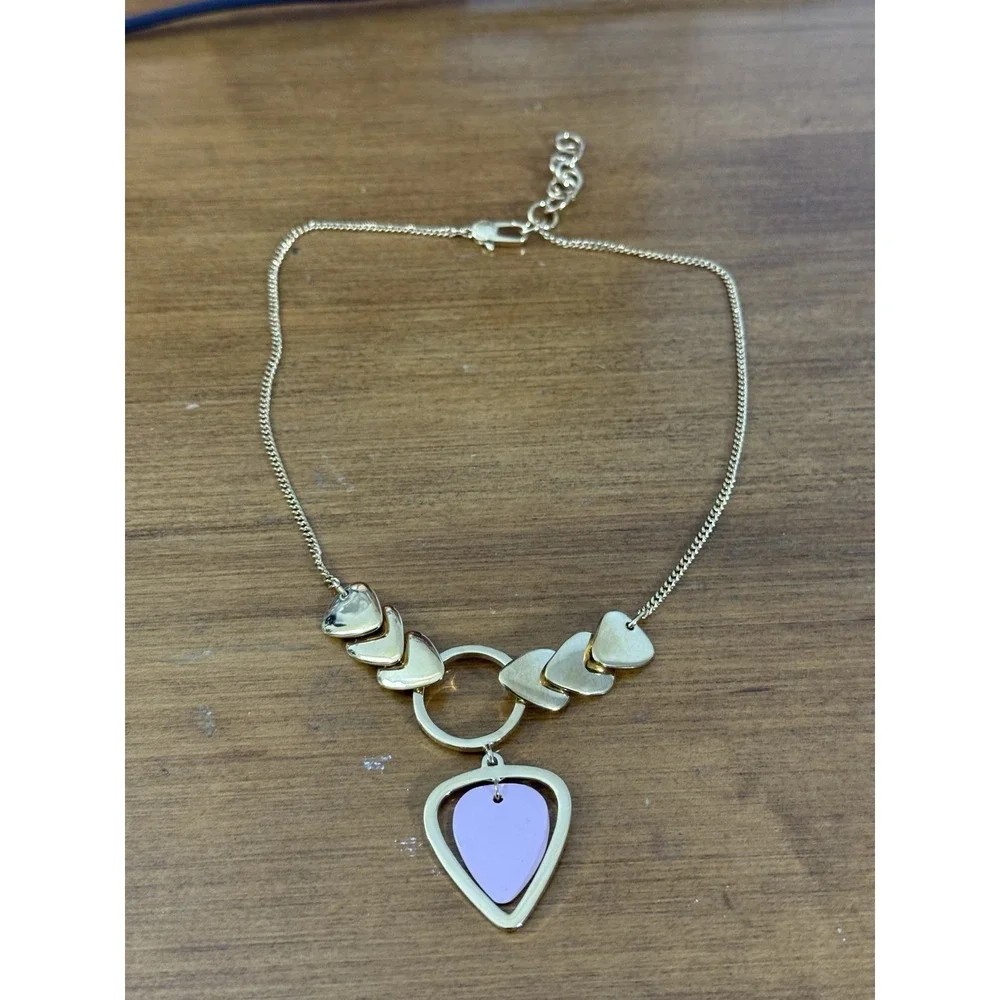 Marc Jacobs Silver‎ Purple Heart Necklace Pendant Balloon Enamel Crystal Chain